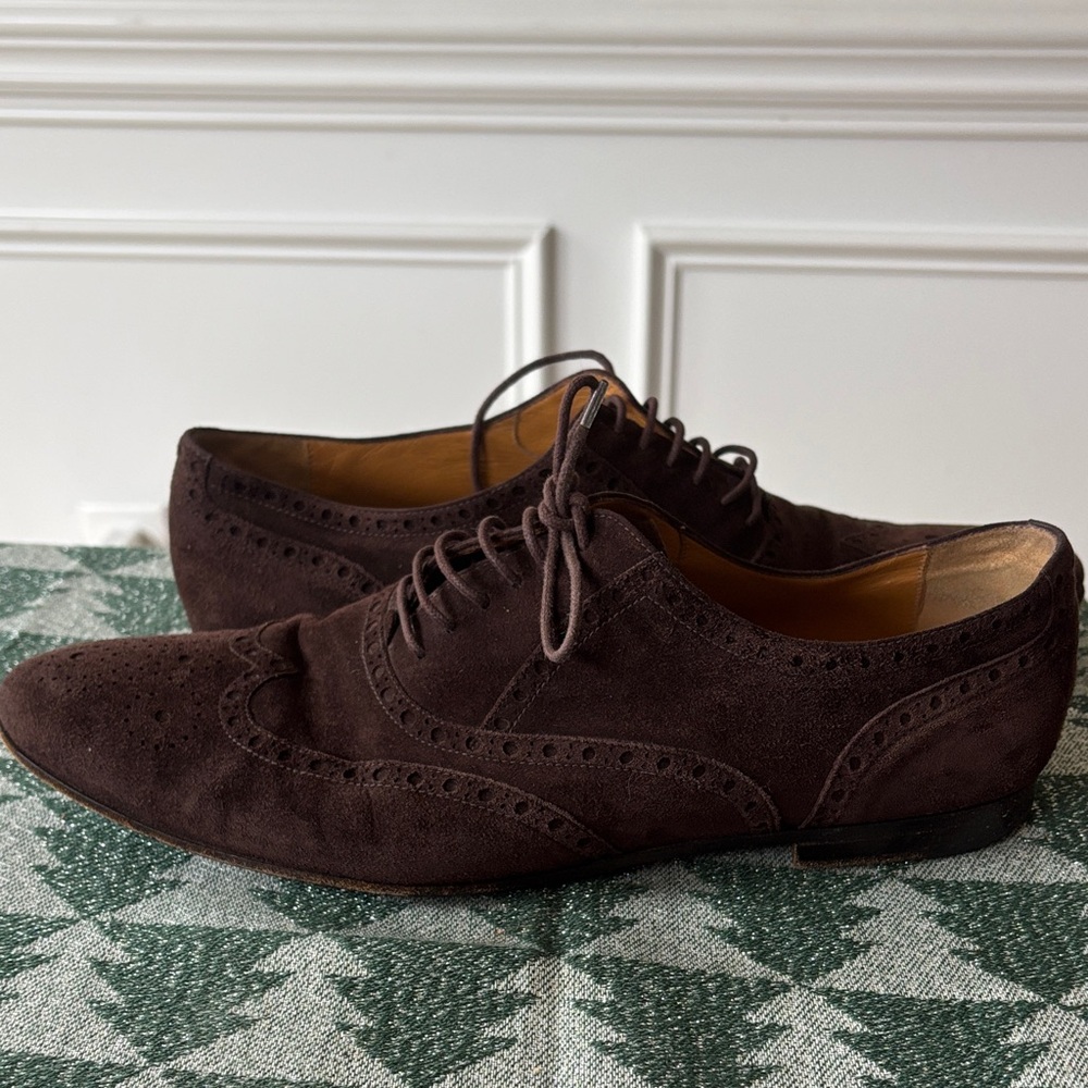 Gucci Dark Brown Suede Oxfords